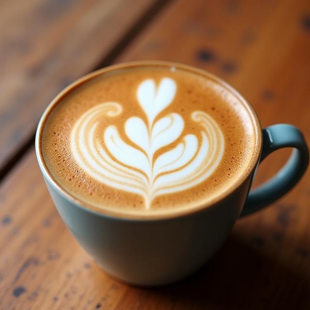 A perfectly poured latte with beautiful latte art