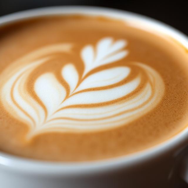 Close-up of intricate latte art on a coffee